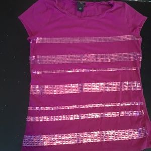 Ann Taylor Striped Sequin Top